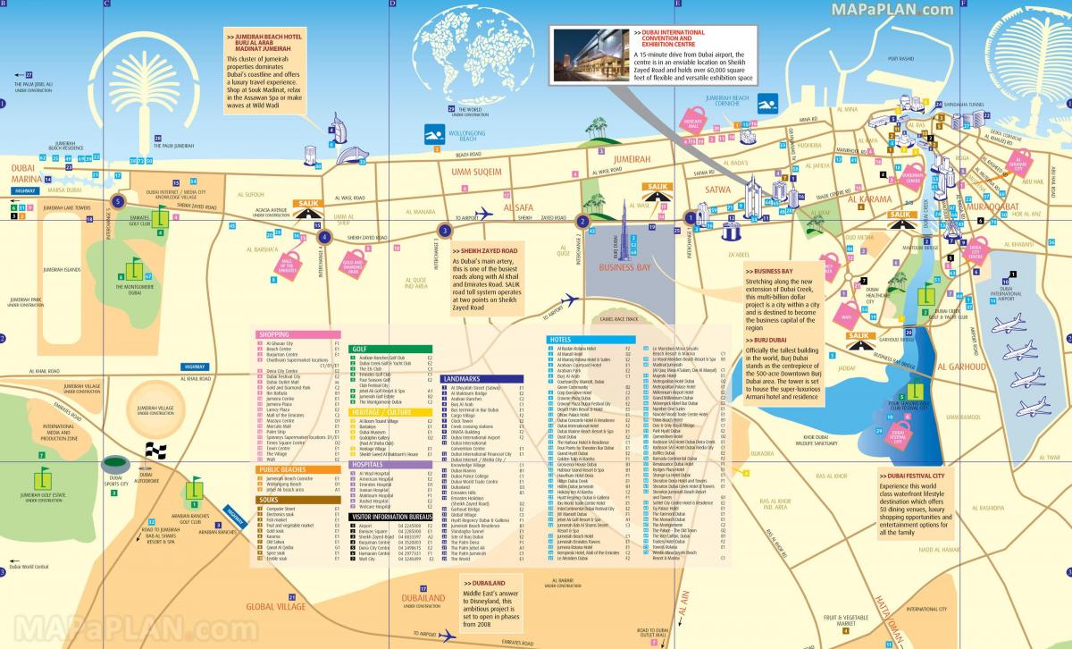 toeristische kaart van Dubai