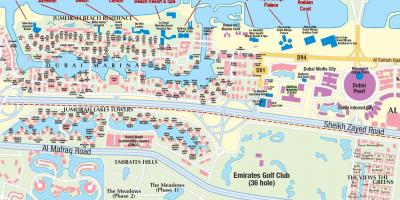 Dubai marina kaart met het bouwen van namen