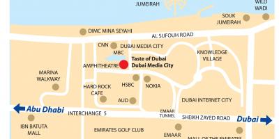 Dubai media city locatie op kaart