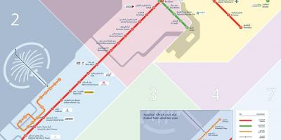 Dubai metro kaart met de tram