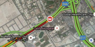 Latifa ziekenhuis Dubai locatie op kaart