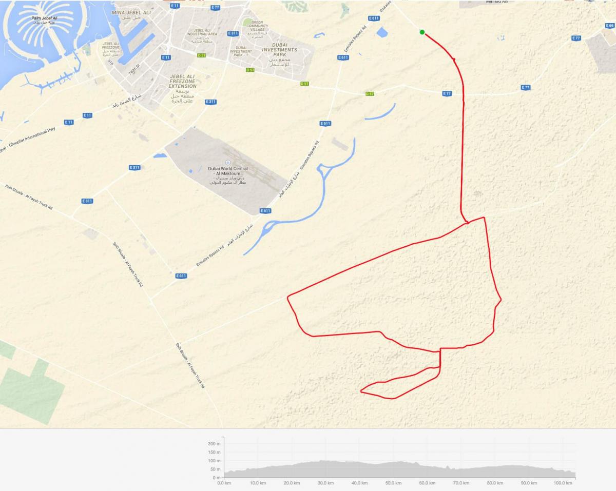 Al Qudra fietspad locatie op kaart