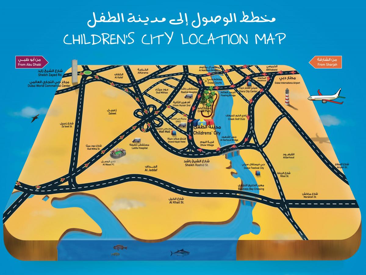 kaart van de Kinderen de stad Dubai