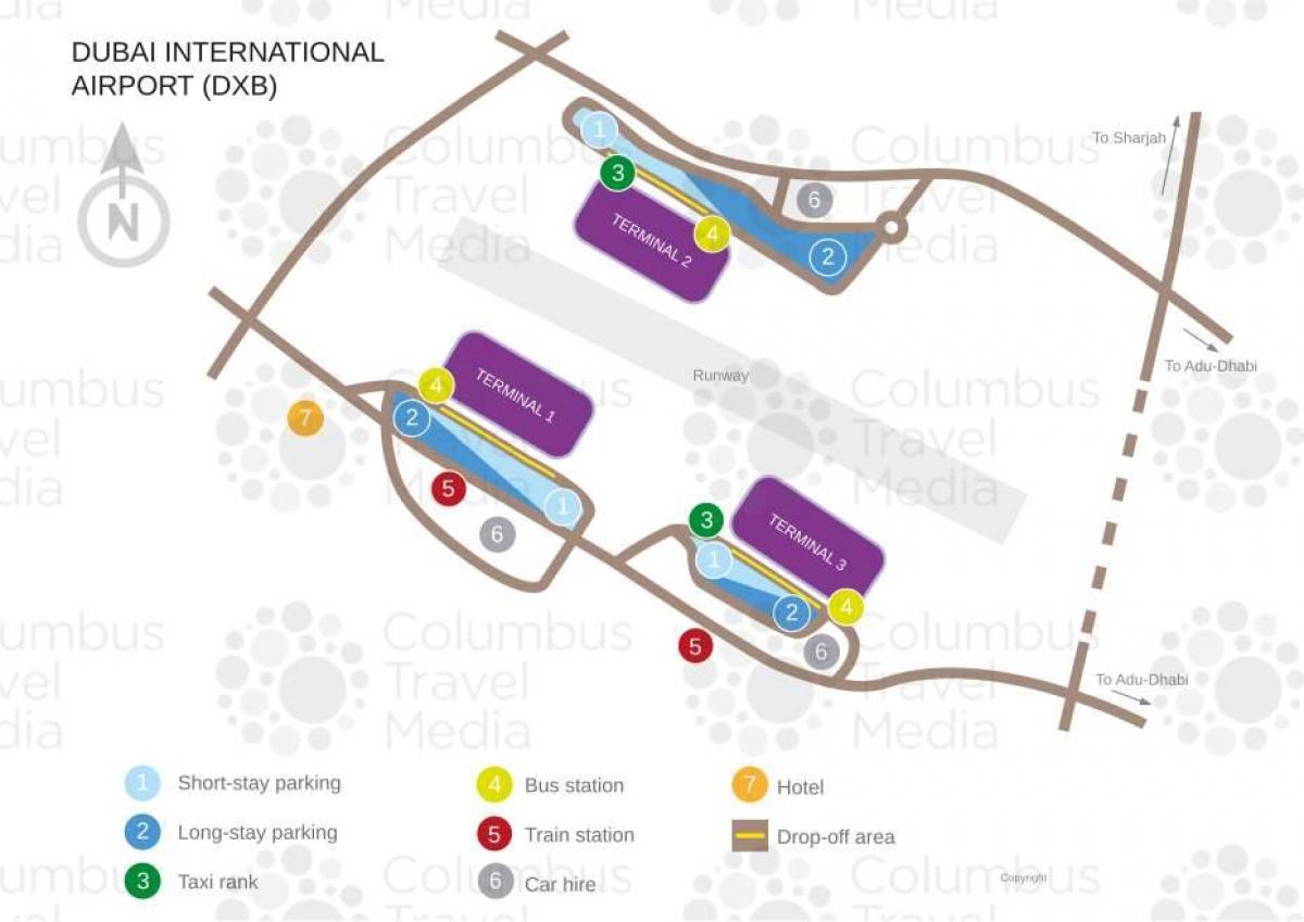 kaart van de luchthaven van Dubai