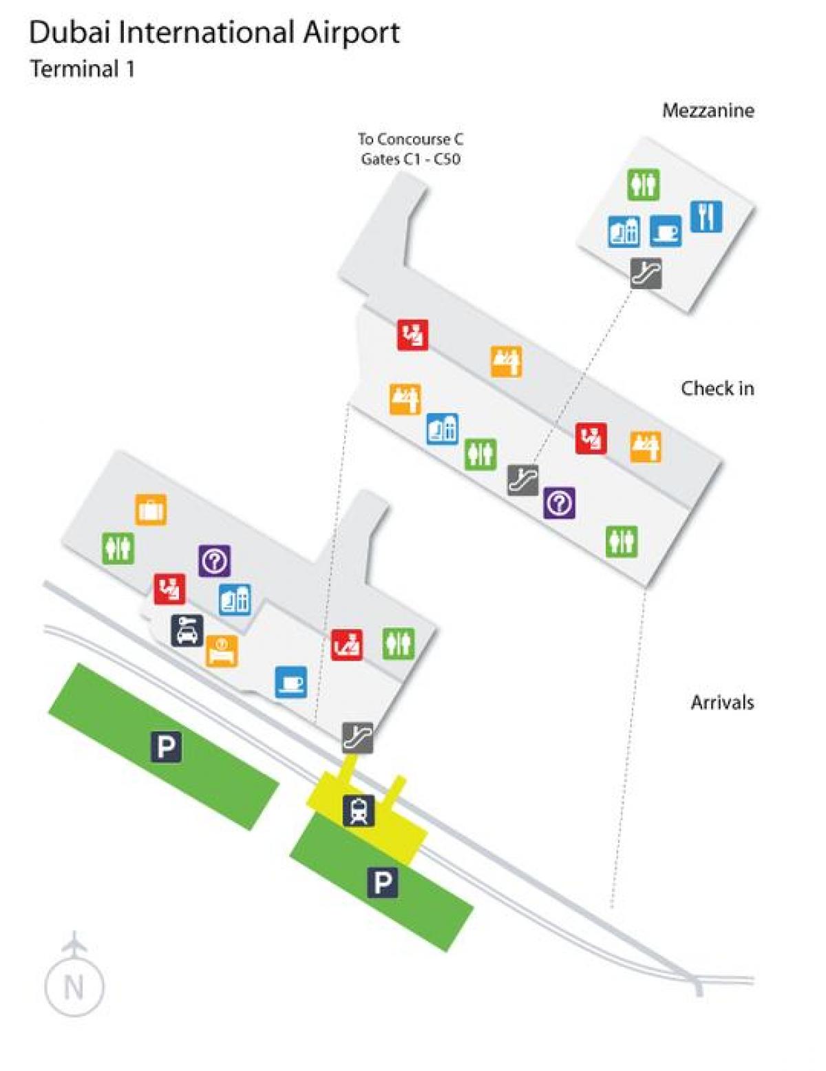 Dubai airport terminal 1 locatie op kaart