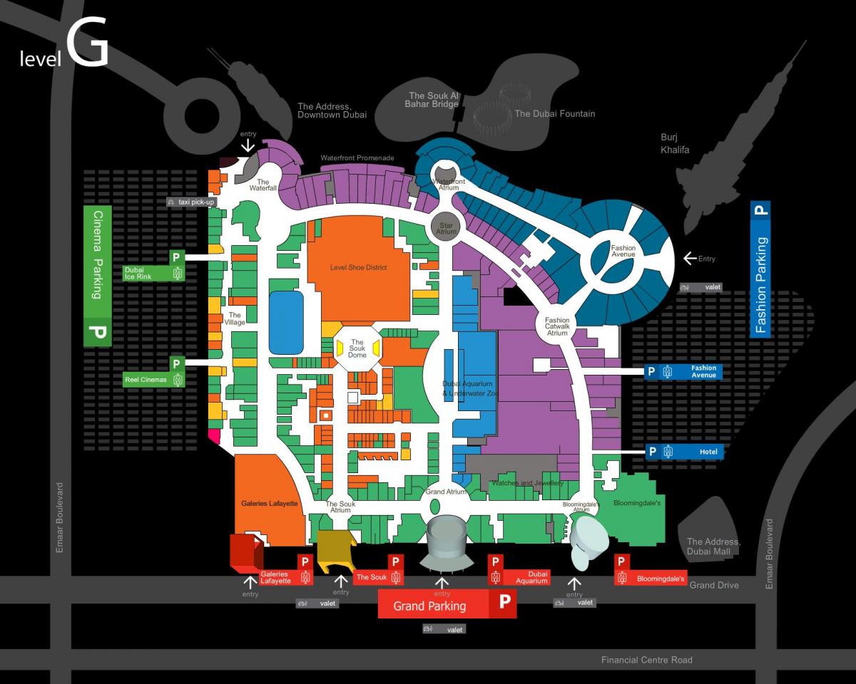 kaart van Dubai mall