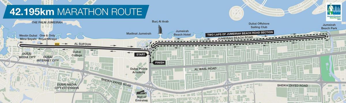 kaart van Dubai marathon