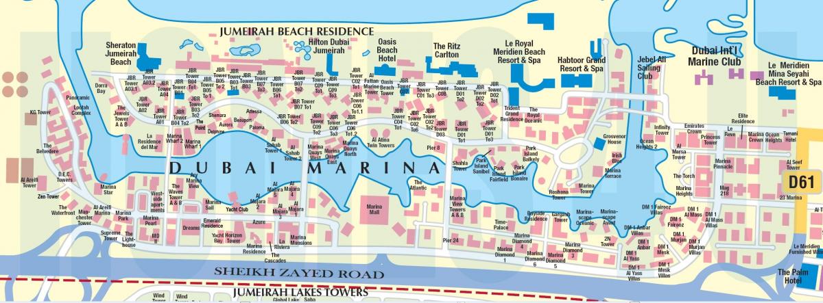 Dubai marina walk locatie op kaart