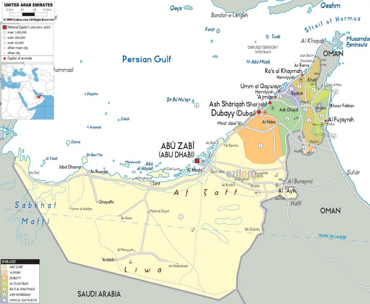 kaart van Dubai verenigde arabische Emiraten