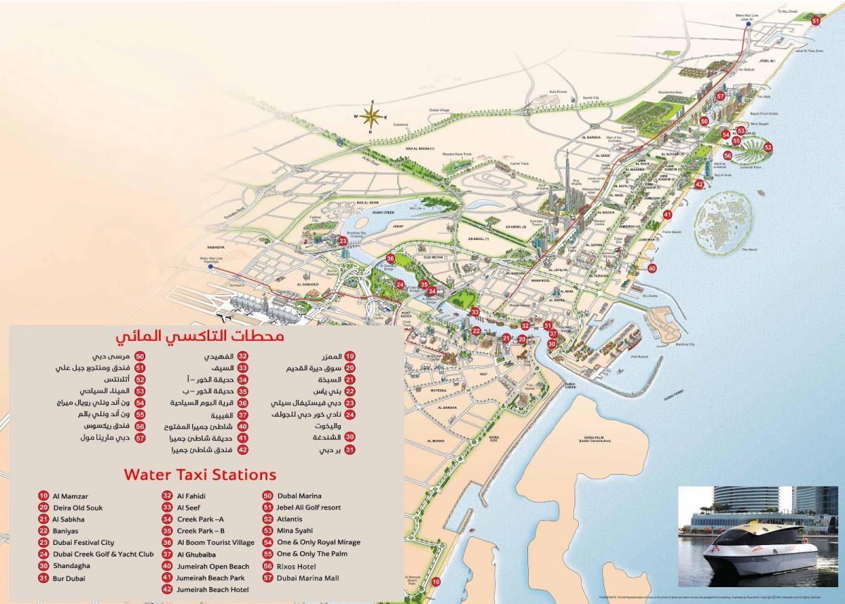 Dubai water taxi route kaart