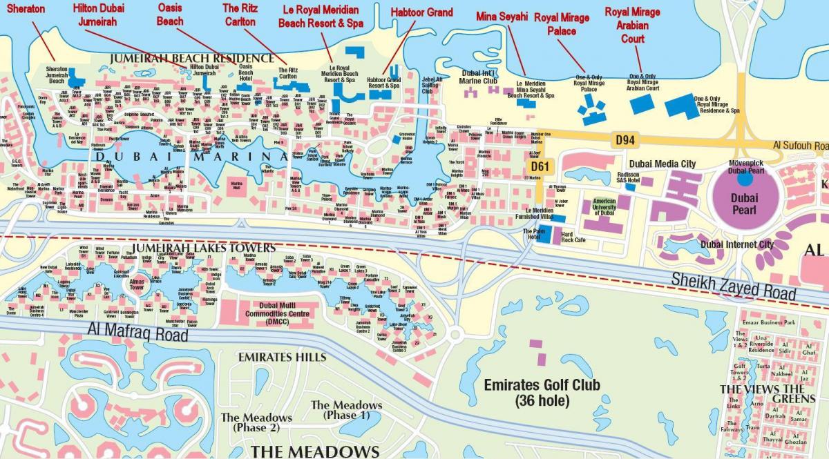 kaart van Jumeirah beach