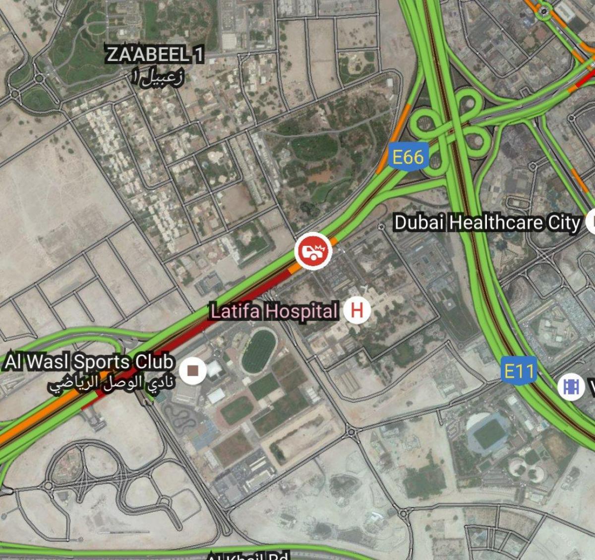 latifa ziekenhuis Dubai locatie op kaart