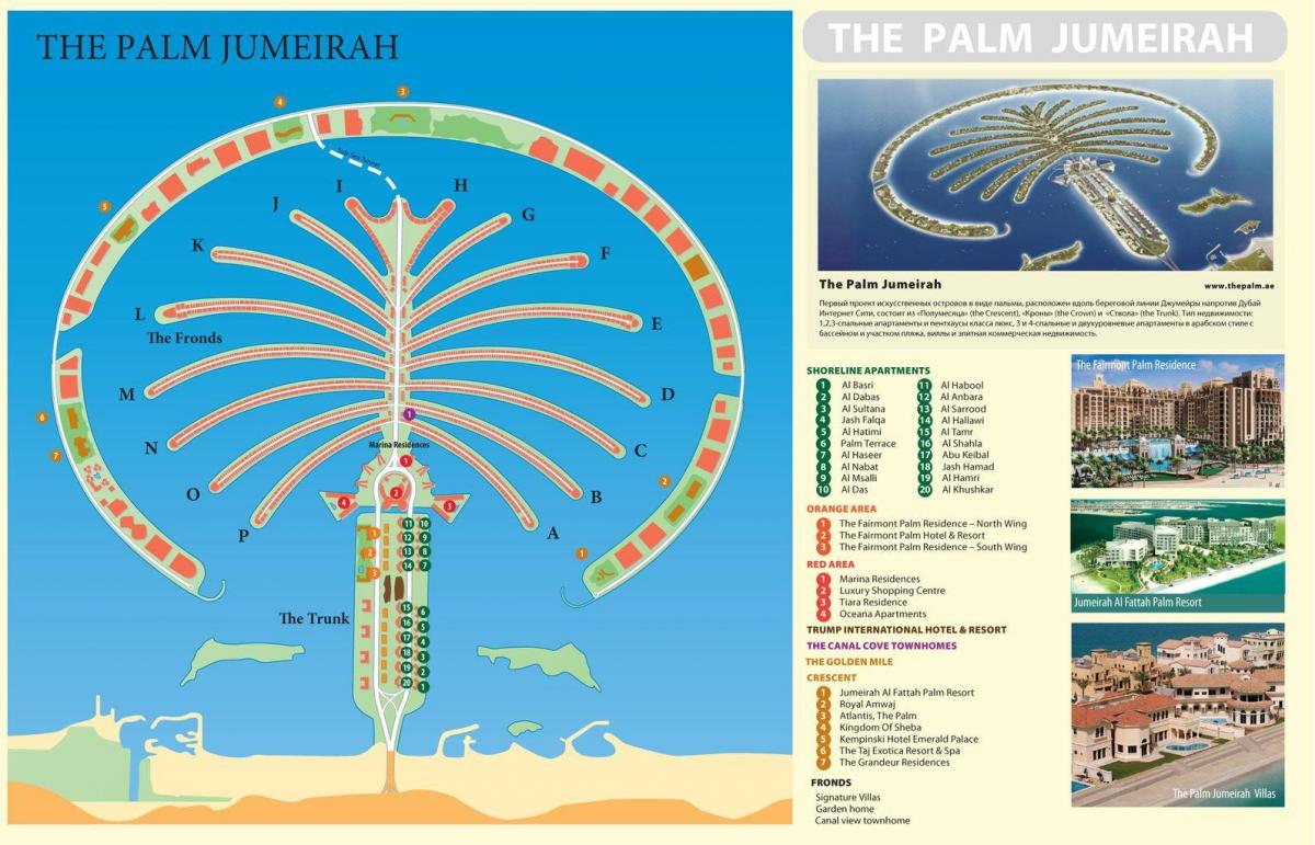 kaart van Palm Jumeirah in Dubai