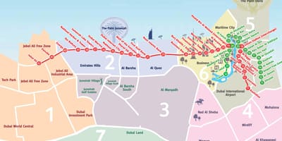 Kaart van Dubai wijken